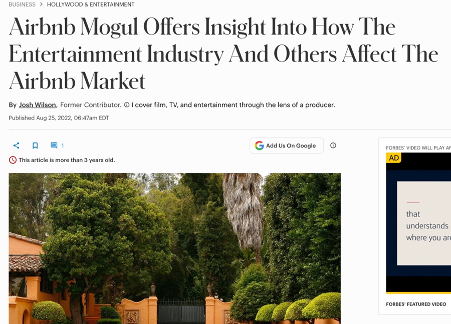 Forbes feature on the Airbnb market
